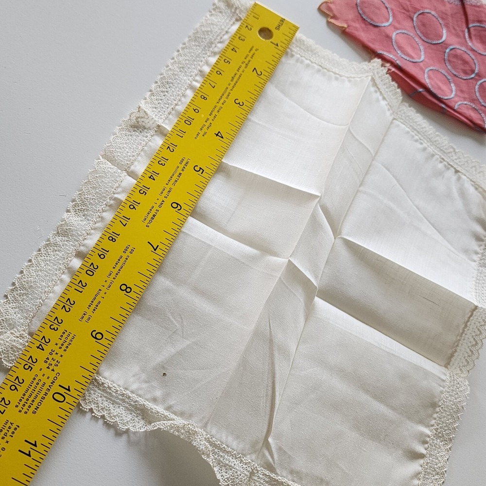 VTG Handkerchief Lot Hankie Embroidery‎ Applique White Lace Crochet Pink Linen - Picture 14 of 15